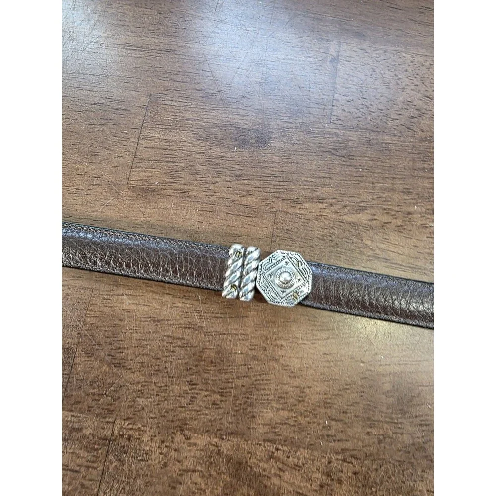 Brighton Reversible Croc Embossed Leather Western Belt Silver M Black Brown